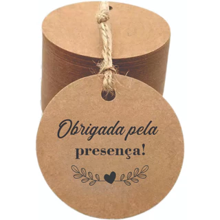 100 Tag de Papel Kraft 4cm mais Fio Incluso - Pronta Entrega!!! Obrigado (a) pela presença