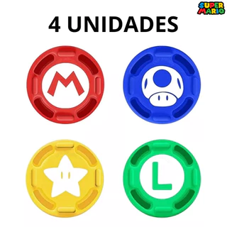 Kit 4 Grip Borrachina Interruptor para Joy Con Nintendo Switch Thumb Analogico Capa Silicone Premium Proteção Estilo - Grips Analogico Mario Luigi Joy Con Acessórios Nintendo Switch V1 V2 Oled Lite