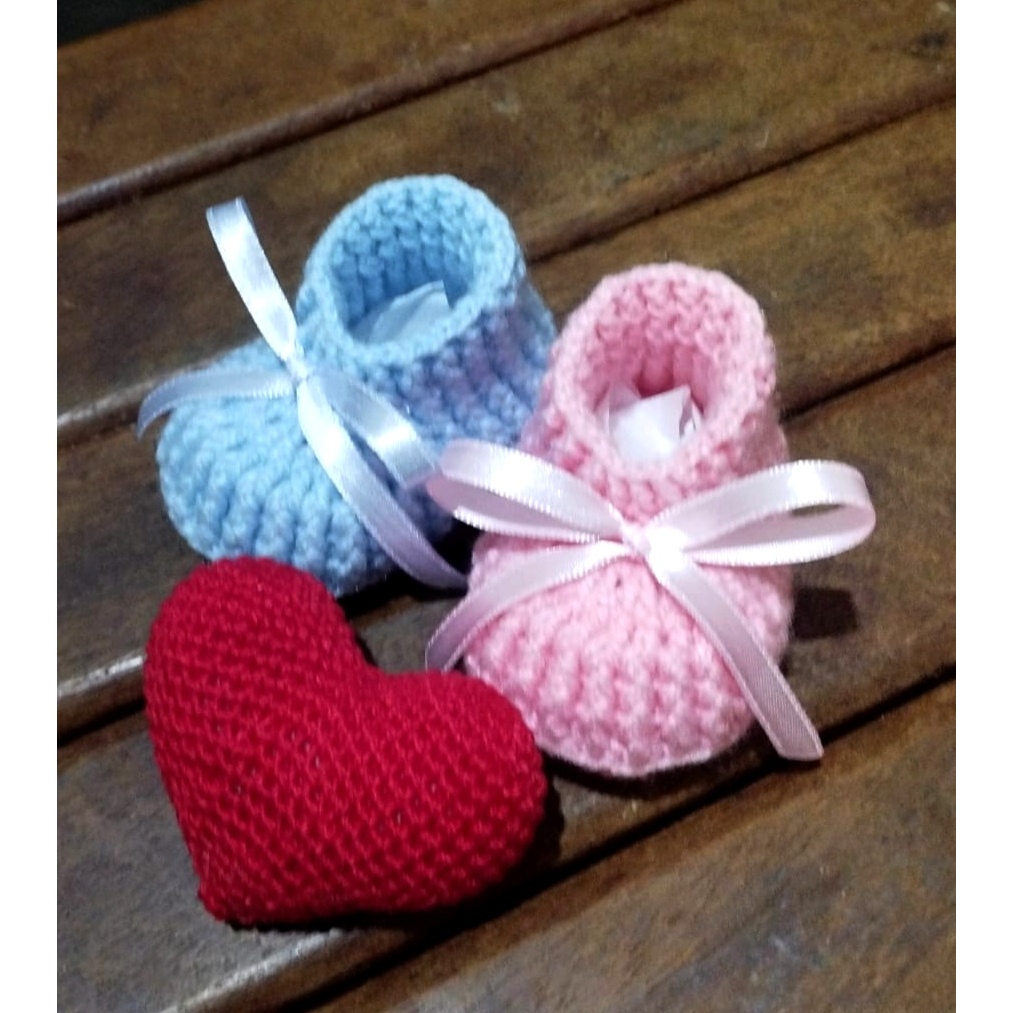Bebê Recém Nascido Sapatinho De Bebe De Croche Rosa E Azul
