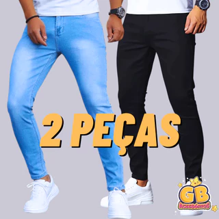 Kit 2 Calça Jeans Skinny Masculina Com Lycra Esticável Social