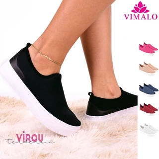 Tênis Feminino Slip On Calce Fácil Sola Expandido Flexível Confortável Para Caminhada Academia SH-05 em Oferta na Shopee