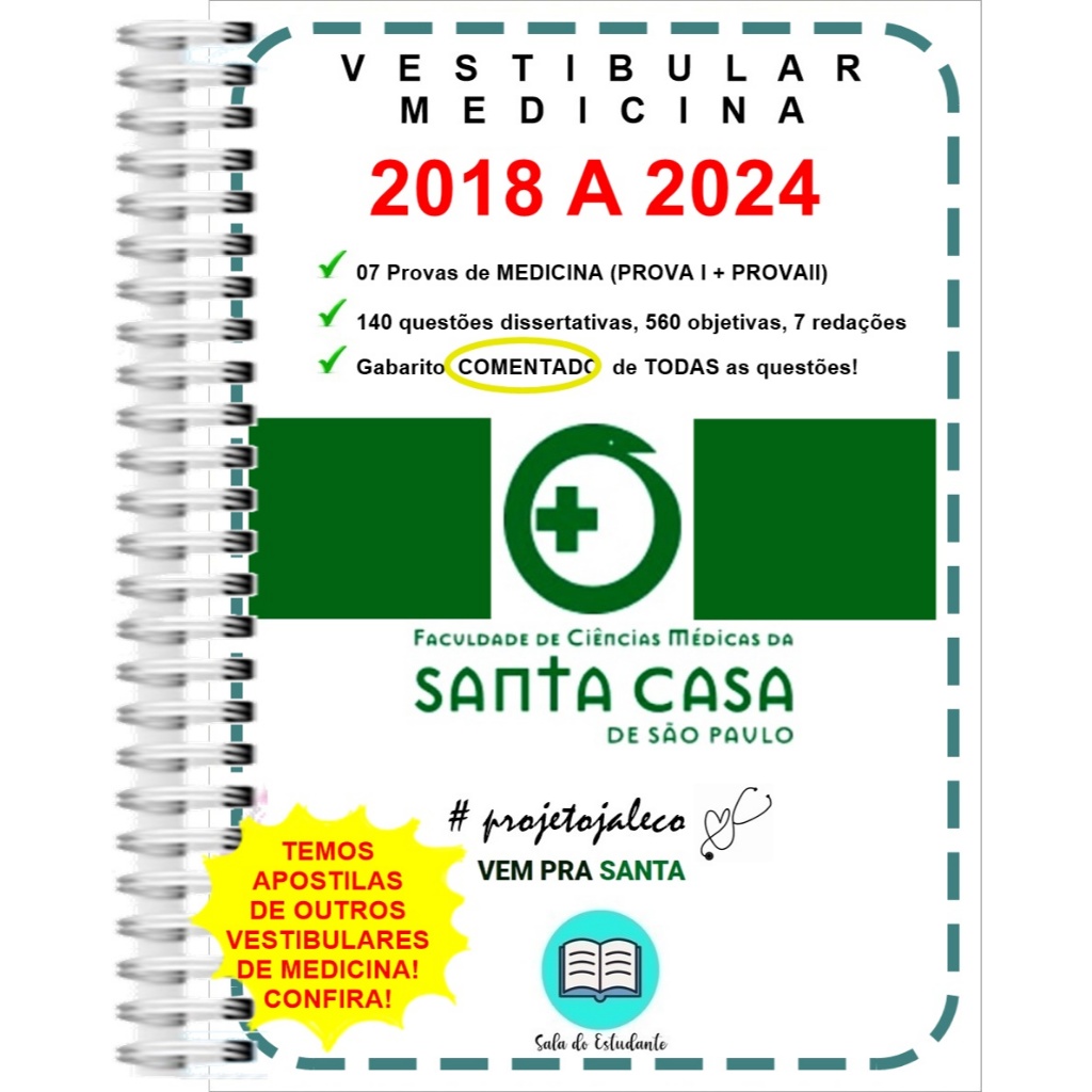 Apostila Medicina SANTA CASA Provas + Gabarito Comentado | Shopee Brasil