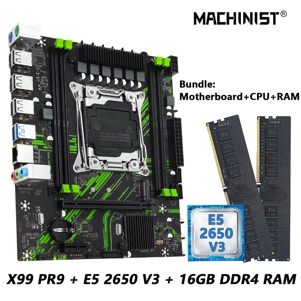 kit placa mãe MACHINIST-X99 PR9 LGA 2011, kit com Processador Intel Xeon E5 2650 V3+2memoria 💾 MACHINIST-DDR4 2666 MHZ (2x8GB) (ULTIMA NO ESTOQUE) 🖥️ PLACA E MEMORIA NOVA