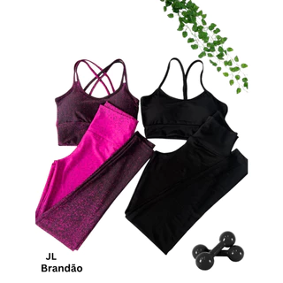 Kit 2 Conjuntos Top e Legging Alcinha e Degrade Fitness Conforto Treino Academia