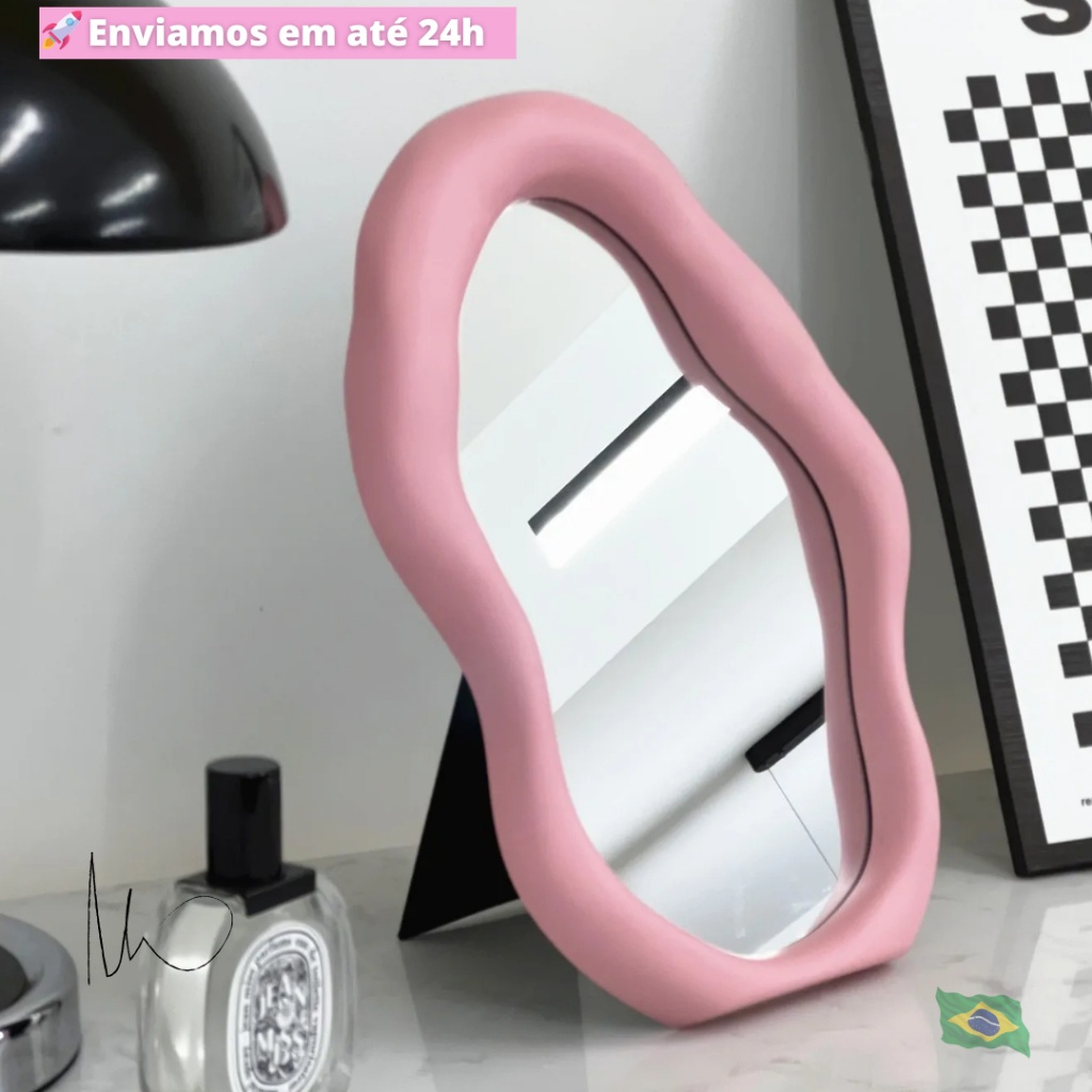 Espelho de Maquiagem Tendência na Gringa Irregular Mirror , Flor Giratório para Decoração de Quarto Instagramavel, Desktop, Decorativo,