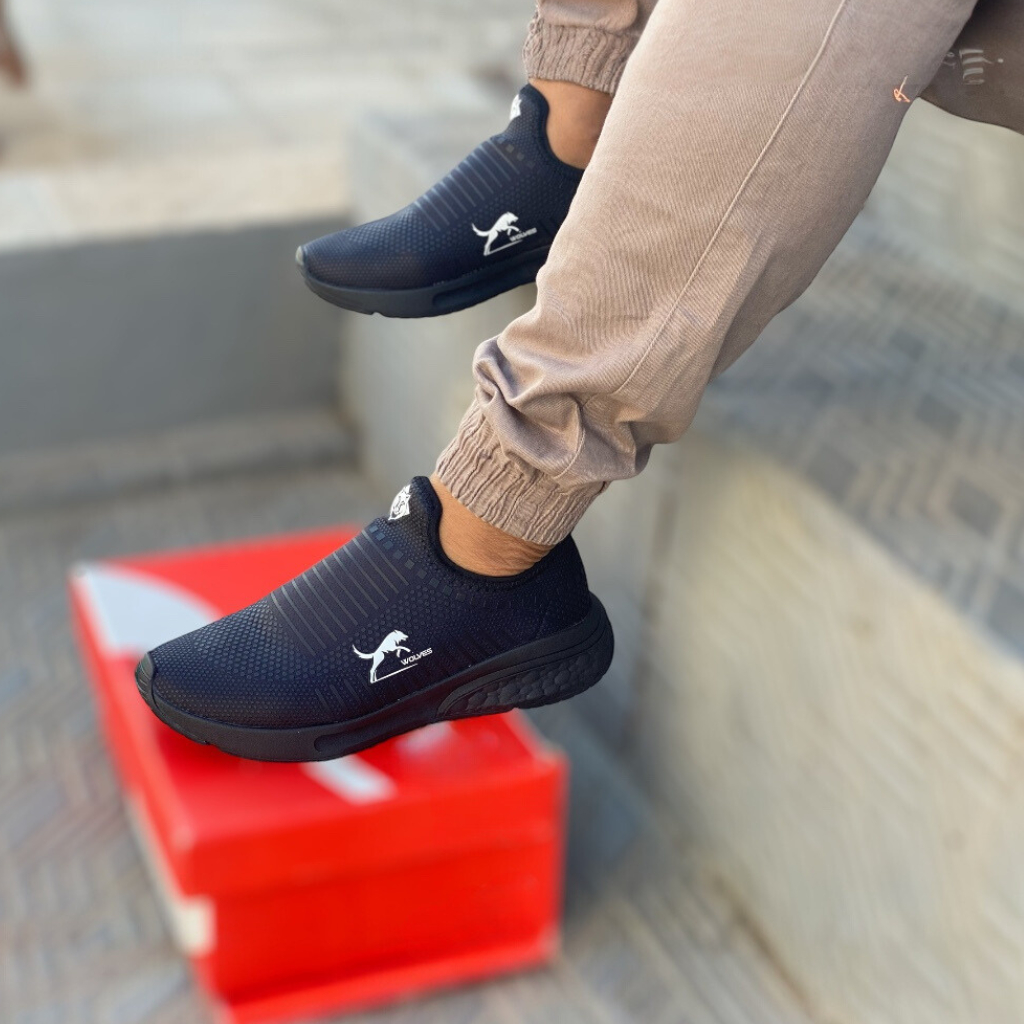 Sapato Sem Cadarço Com Meia Tênis Masculino Preto Meia Confort