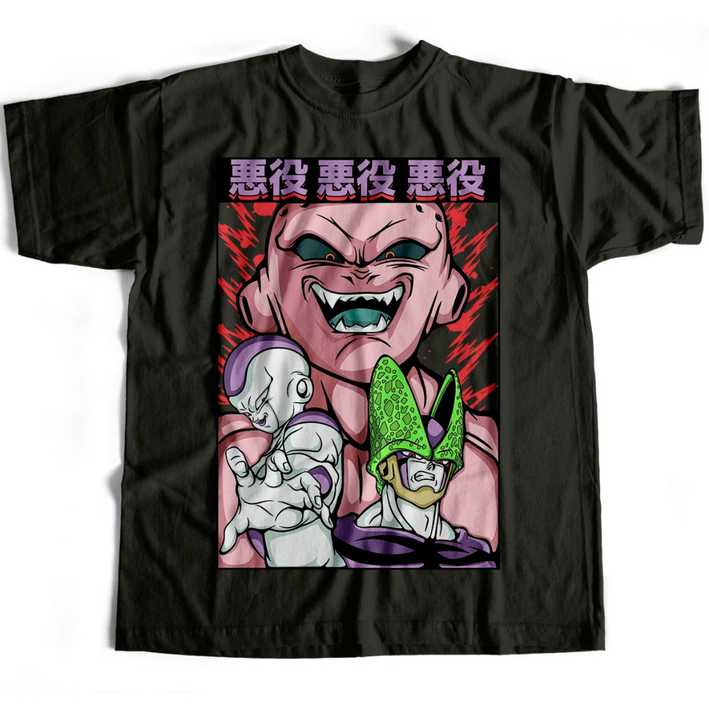 Camiseta Básica Majin Boo Cell Freeza Vilões Dragon Ball Super DBZ