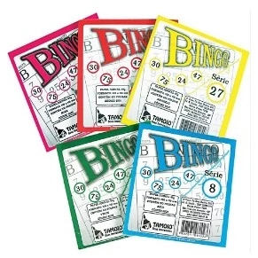Cartela Bingo Colorida - Bloco com 100 folhas/ Kit 3 blocos - 300 Folhas - Tamoio