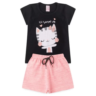 Conjunto Infantil Menina Baby Look E Shortz Feminino Verão L41