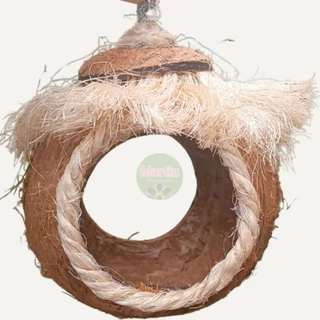 Toca de coco decorada, sisal, aves, roedores, hamster,, gerbil