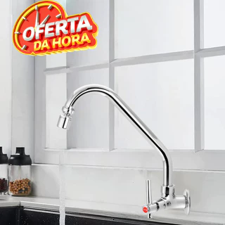 Torneira De Cozinha Parede 100% Metal Inox Parede