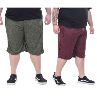 Kit 2 Peças - Bermuda Malha Fria Plus Size Estilo Dry Masculina Leve Confortável e Casual G1 ao G5