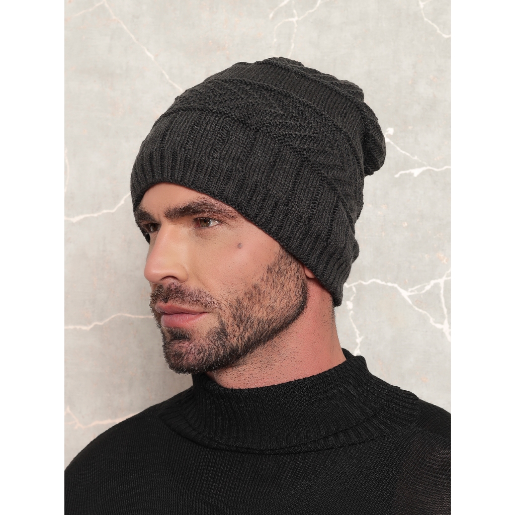 Touca Gorro de Lã Forrada Masculino Adulto Premium Vira Cachecol ...