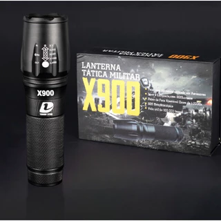 Lanterna Tática à Prova d'água X900 Profissional com Zoom Sinalizador Recarregável Luz