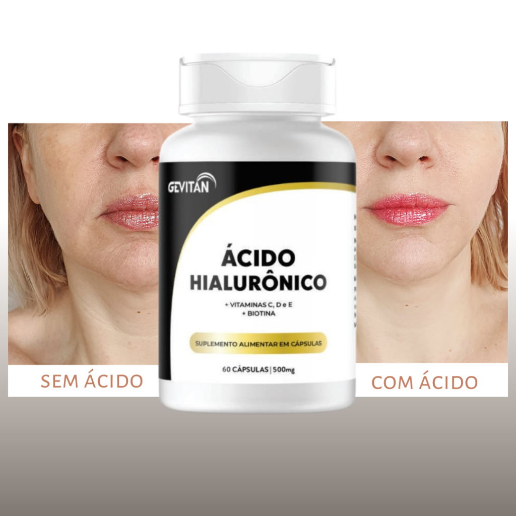Ácido Hialurônico Premium Original com Vitamina C - 60 Cápsulas - Envio ...
