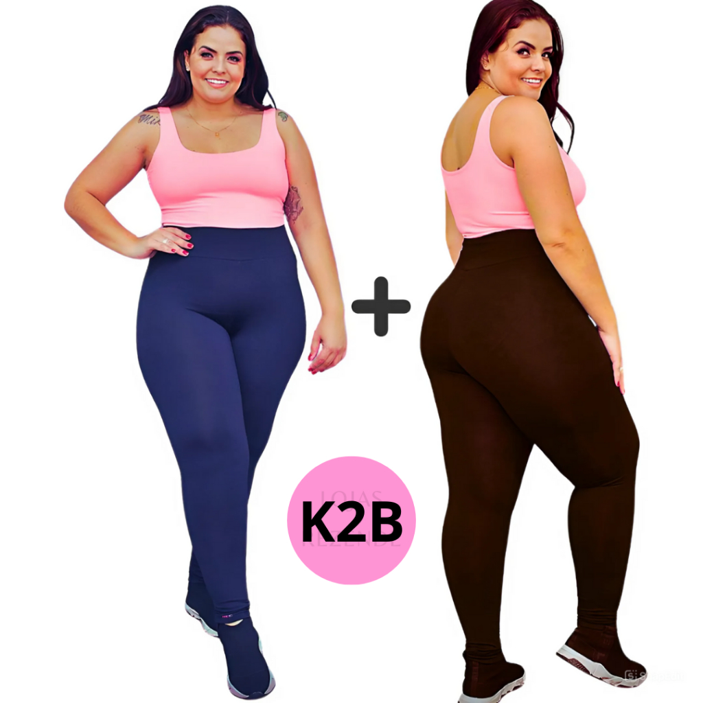 Kit 2 Calças K2b Leggings Plus Size Envio 24h Academia Fitness Zero ...