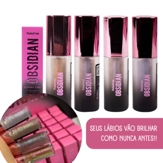 Lip Gloss Brilho Labial Obsidian Com Glitter Glossy Lips by Ruby Rose