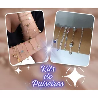 KIT Pulseiras Femininas Folheadas á Prata ou á Ouro - Revenda