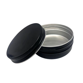 Kit 3 Potes de Alumínio 50g Preto Com Tampa Rosca Pote Para Creme Cosméticos Velas Lembrancinhas