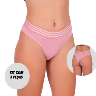 Kit 3 Tangas Fio Listra Algodão Penteado Lingerie em Oferta na Shopee