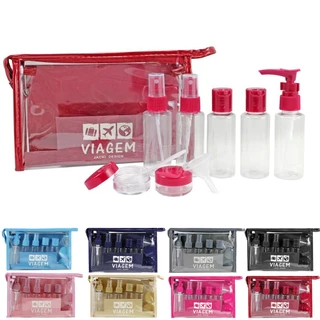 Kit De Frascos Para Viagem 9 Peças Necessaire Organizador