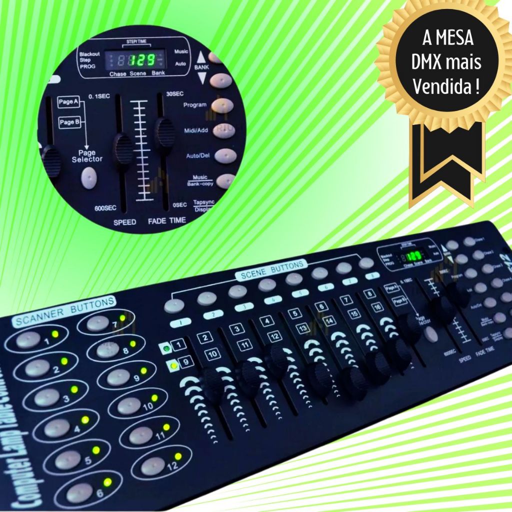 Mesa Dmx 512 Operator Profissional 192 Cenas Strobo Dj St512