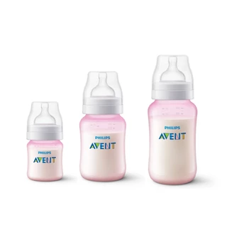 Kit 3 Mamadeiras Avent Classic Anticólica 125/260/330ml Rosa - SCY119/19