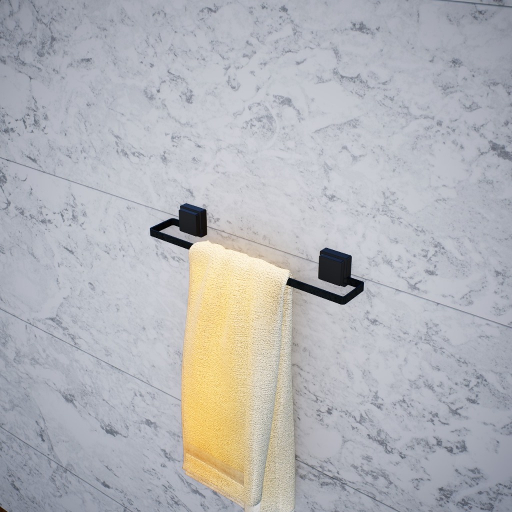 Porta Toalha Suporte Toalheiro Com Ventosa Preto Supremo
