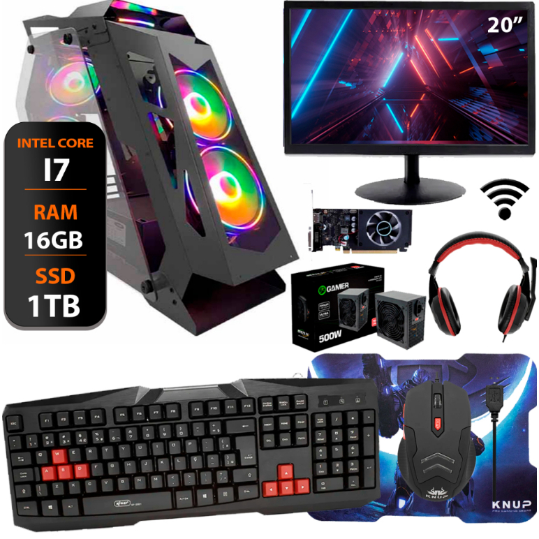 Pc Computador Gamer Standard I7 3°ger 16gb Ssd1tb Monitor 20 Placa 4gb ...