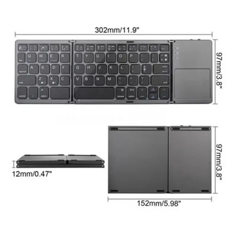 Mini Teclado Avatto Touch Dobrável Bluetooth Android Pc Ios