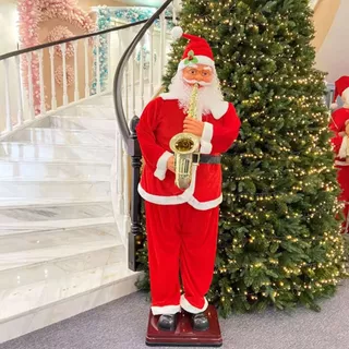 Papai Noel Musical Dança e Toca com Saxofone Natalino Bivolt 1,80m Luxo