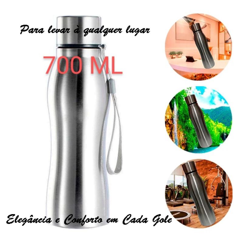 Garrafa de Agua Metal Inox Squeeze 700ML