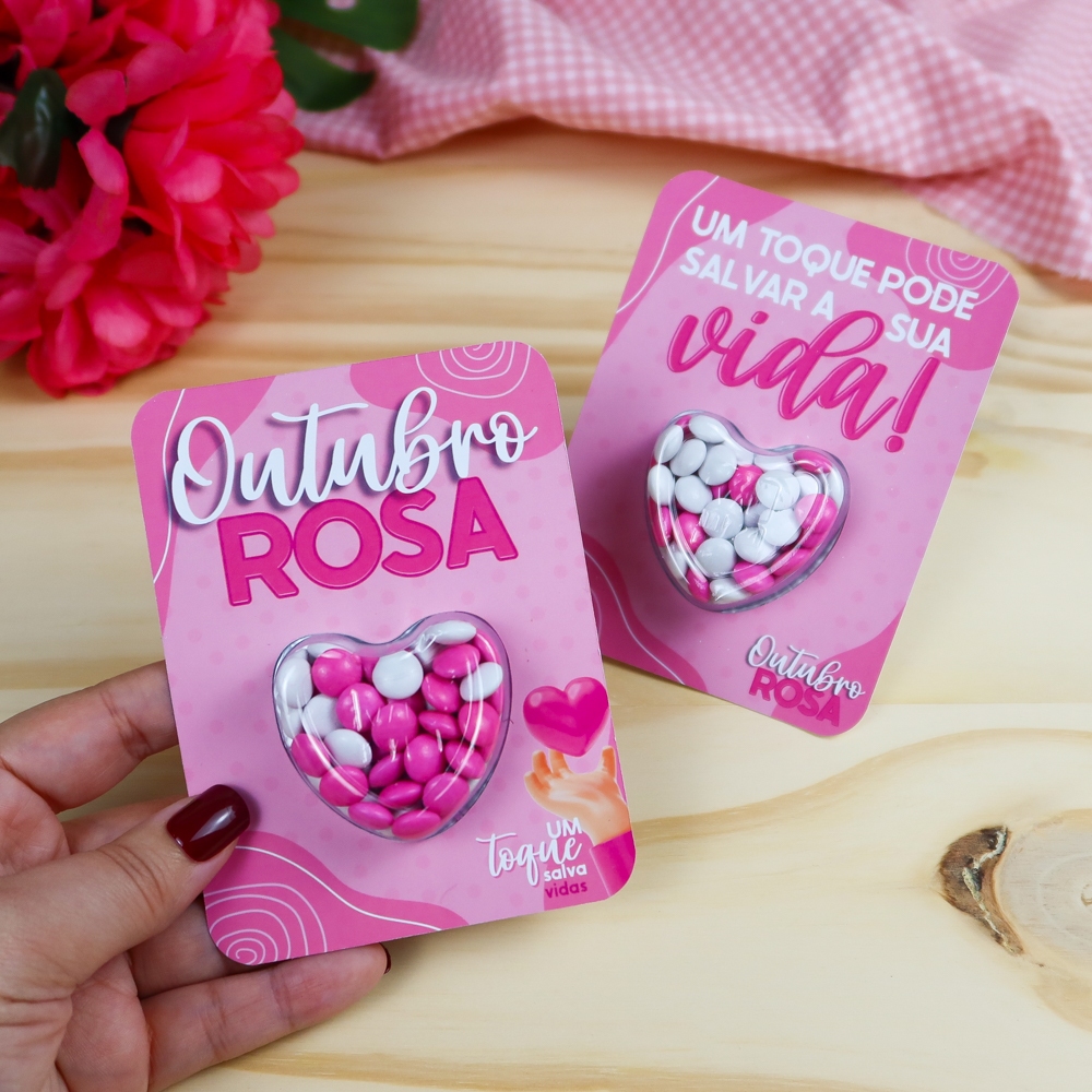 60 Cartões Outubro Rosa Cartões Mimo Lembrancinha Cliente Coloreti ...
