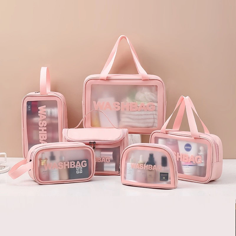 KIT 3 Necessaire Bolsa Portátil Transparente Para Viagem Cosméticos Produtos De Higiene Pessoal-Q3