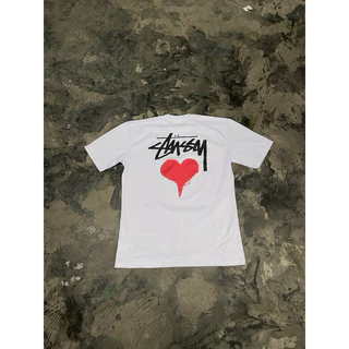 Camiseta Streetwear Stu Coração Estampada Camiseta Oversized Algodão 30.1