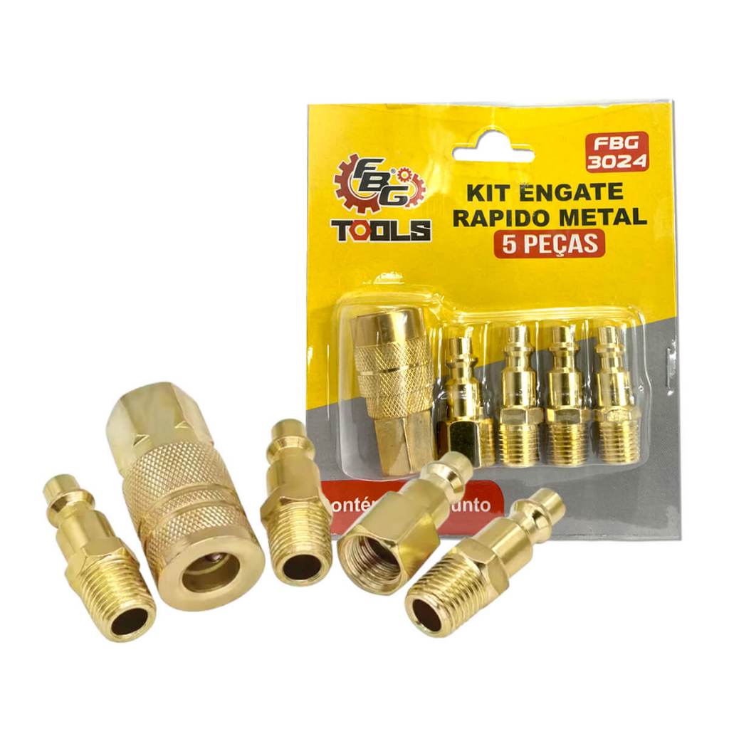 Kit de engates rápidos 1/4 para mangueiras de pressão uso versátil