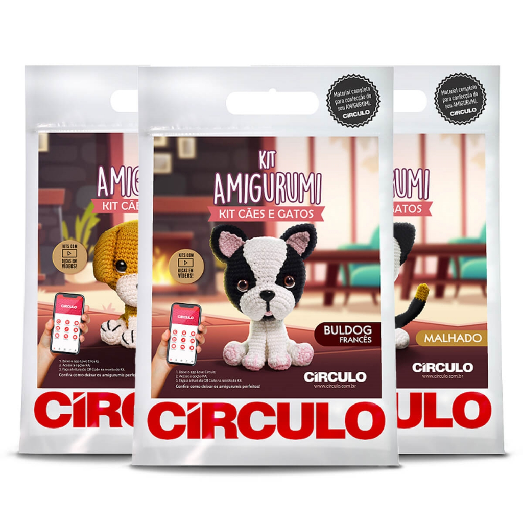 KIT AMIGURUMI CÃES E GATOS (Círculo)