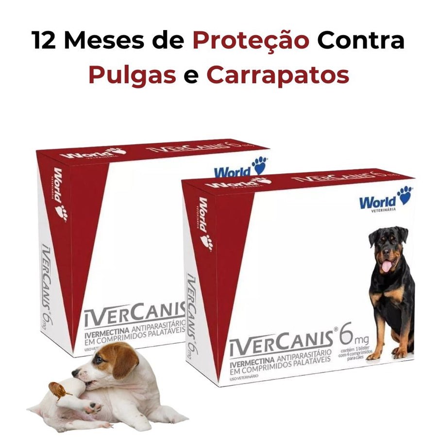 Remédio Contra Carrapatos e Pulgas Para Cachorros, Duração de 12 Meses ...