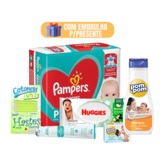 Kit Chá de Bebe Pampers Supersec Shampoo Pompom Sabonete Envio rápido em Oferta na Shopee