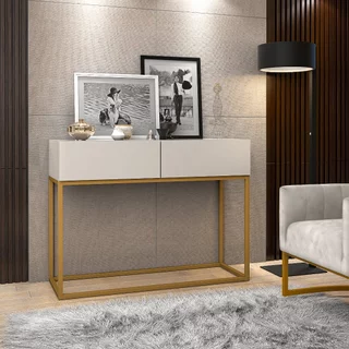 Aparador Buffet Eros 90cm Industrial 2 Gavetas Corrediças Telescopica Pé de Ferro Dourado em Oferta na Shopee