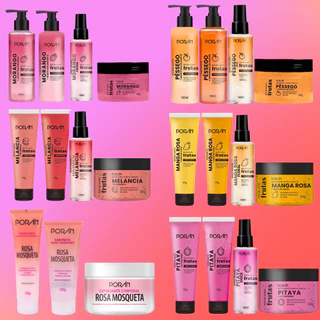 Kit Hidratante Esfoliante e Sabonete Corpo e Rosto Frutas rosa mosqueta Porán