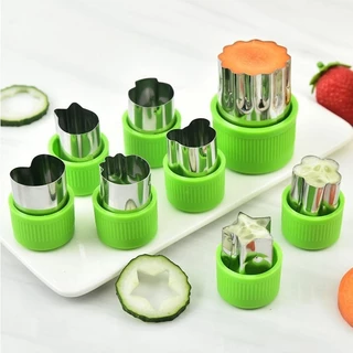 Kit 9 Mini Carimbos de Massas Cortadores Moldes Decorativos Estrela Coração Flor p/ Frutas Vegetais Buffet Evento Festa Decoração