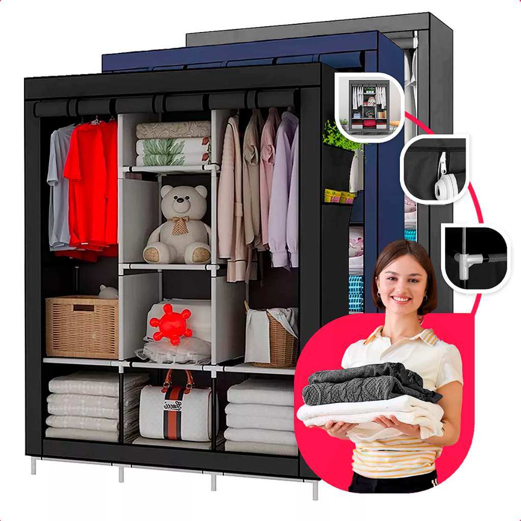 Guarda Roupa Dobrável Armário Inteligente Organizador de Roupas Grande Cabideiro Closet Multiuso