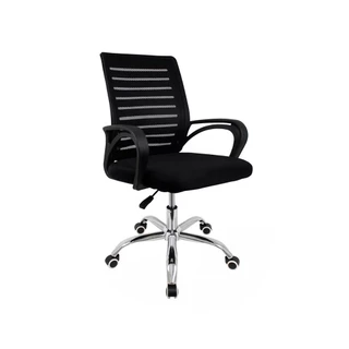 Cadeira Preta Para Escritório Com Encosto Ergonómico Assento Macio Ajustável Com Rodinha