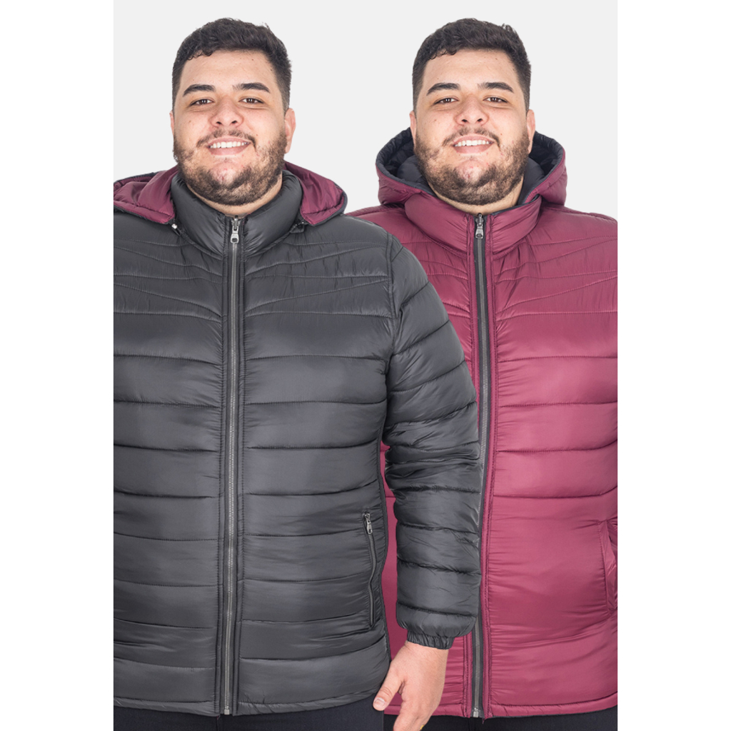Jaqueta Masculina Plus Size Dupla Face COM TOUCA | Shopee Brasil
