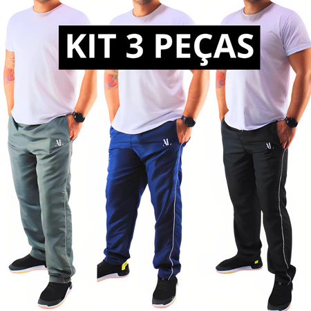 Kit 3 Calça TecTel Masculino caminhada confortave ...