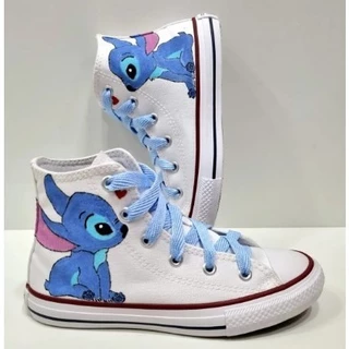 Tenis All Bota Lilo Stitch Star Infantil Diversão Estampada Menino e menina preto e branco