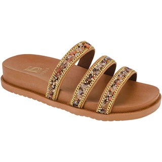Papete Feminina com Pedraria Brilho Sandália Flat Confortável Macia 029