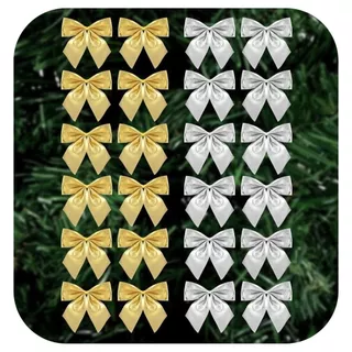 Kit 24 Laços Laçinhos Metalizados 5cm Natalino Enfeite Decorativo Laços Premium para NATAL