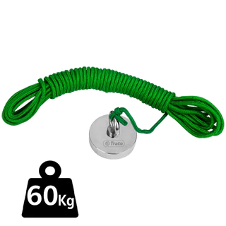 Imã Neodímio Para Pesca Magnetica Até 60 Kg 42mm com corda